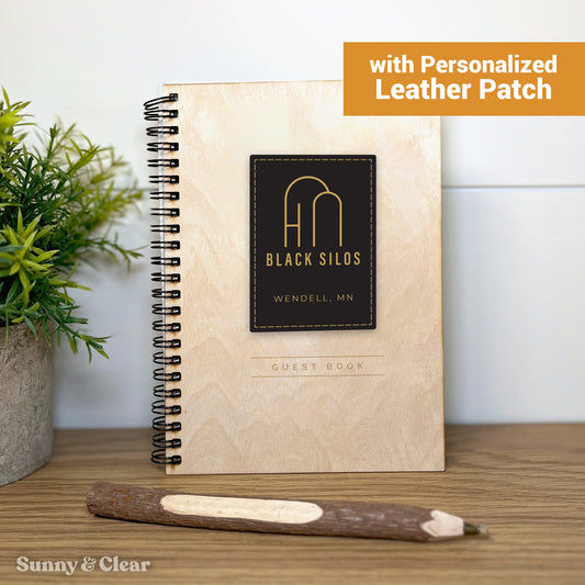 Personalized Leather Patch Cabin Guest Book With Your Logo