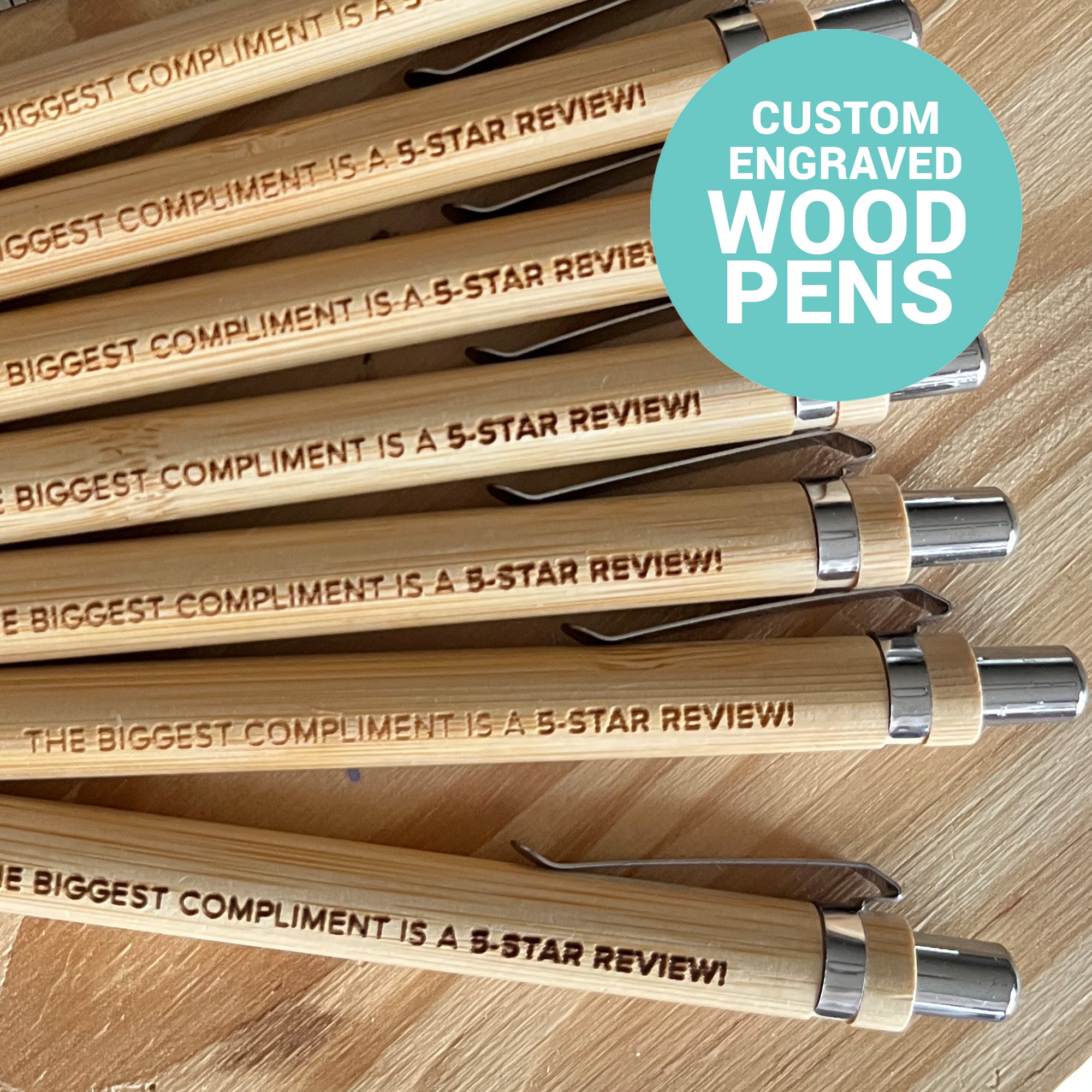 Custom Laser Engraved Bamboo Wood Pen for Guest Book or Construction ...