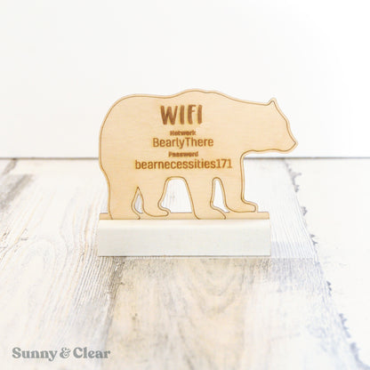 Bear Shape WiFi Password Sign, Wood