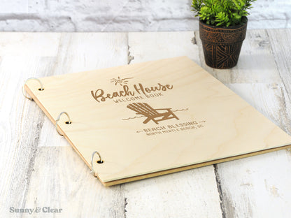AirBNB Welcome Book Binder, Beach House, Adirondack Chair, Personalized Home Rental Book