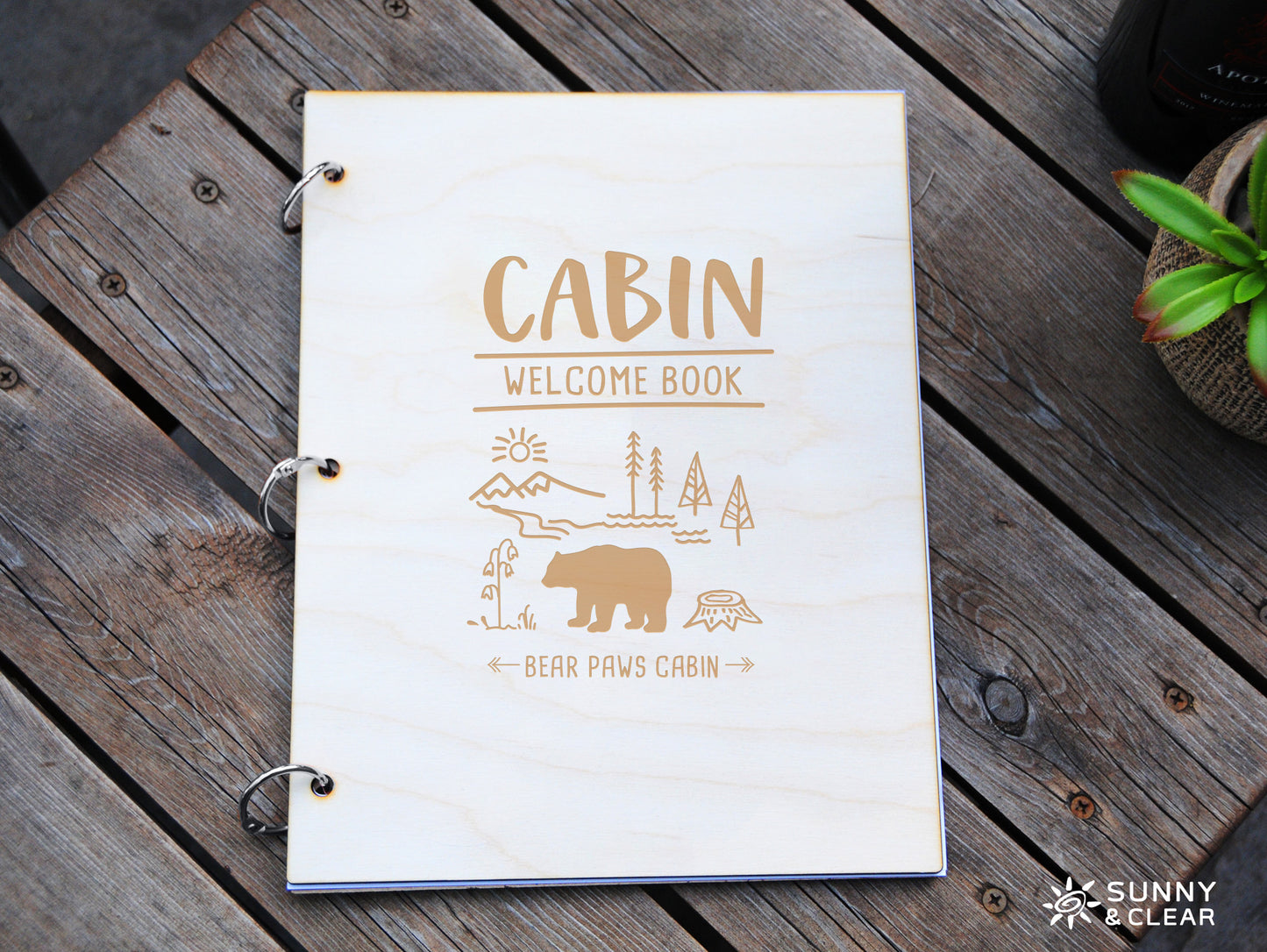 AirBNB Welcome Book Binder, Bear, For the Cabin, Personalized Home Rental Book