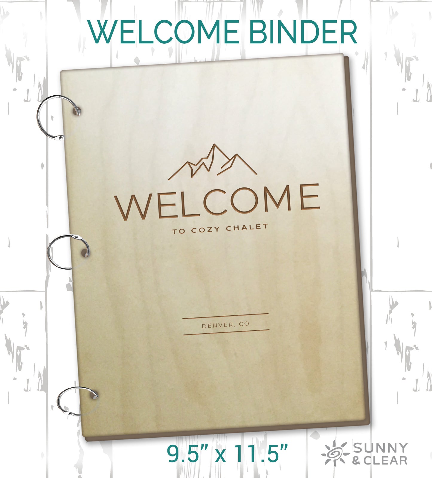 AirBNB Welcome Book Binder, Mountains, Minimal, Personalized Vacation Home Rental Book
