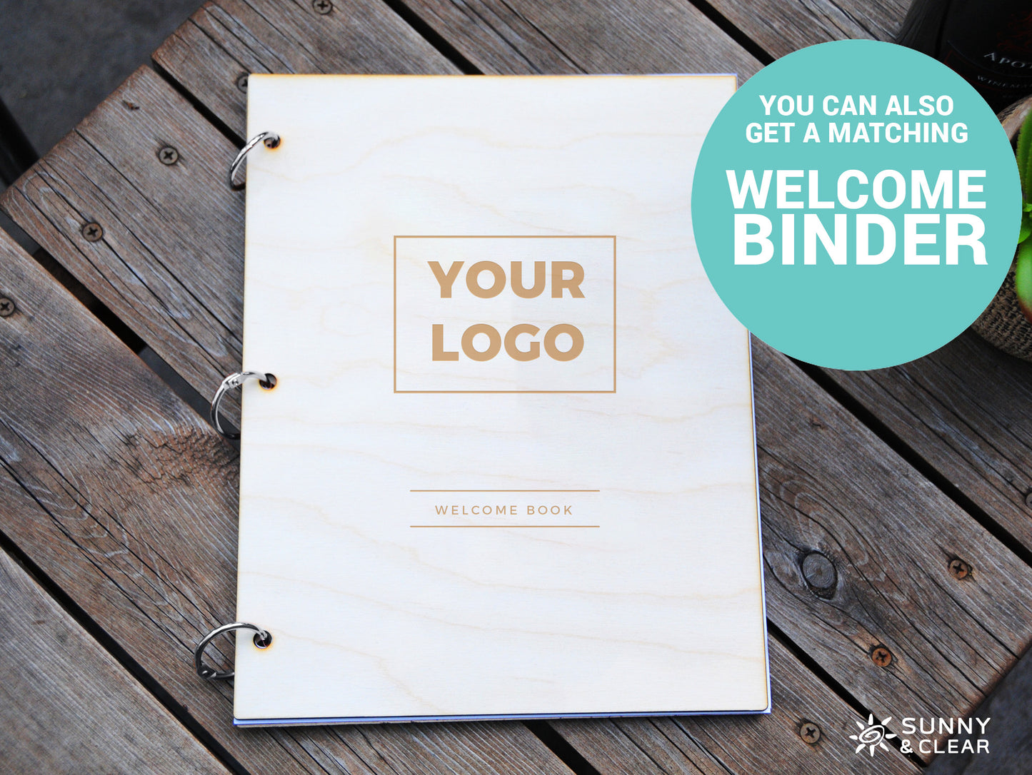 Custom Guestbook Using Your Logo, Personalized Wood Guest Book, AirBNB VRBO