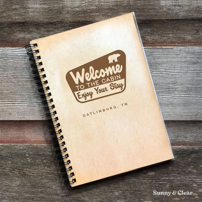 Cabin Guest Book, National Park Sign Bear, Personalized