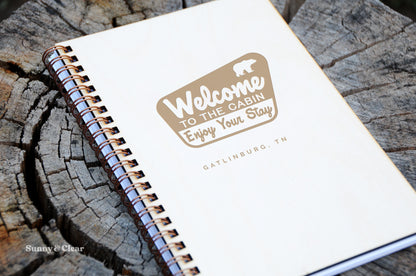 Cabin Guest Book, National Park Sign Bear, Personalized