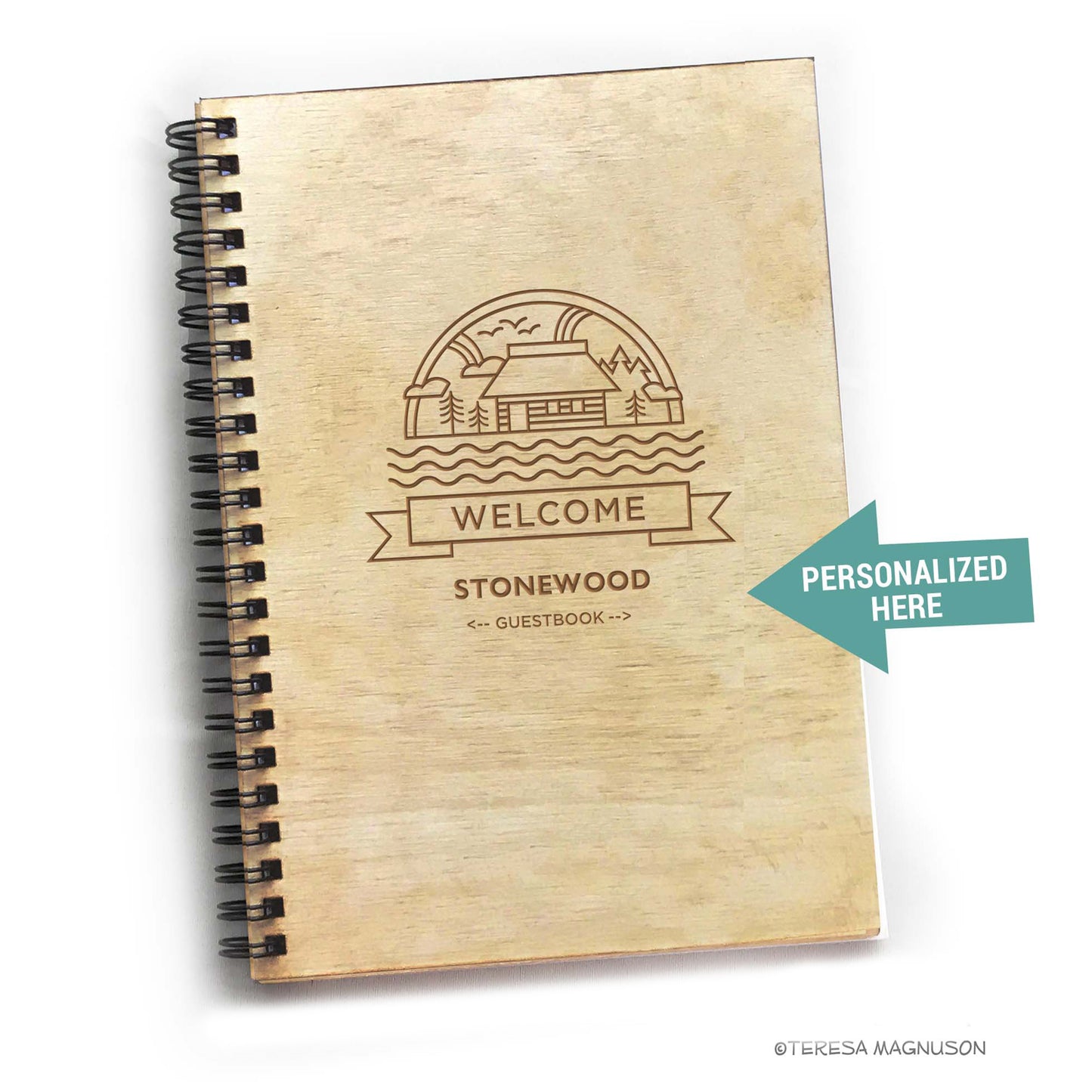 Cabin Guest Book, Up North Icon, Personalized