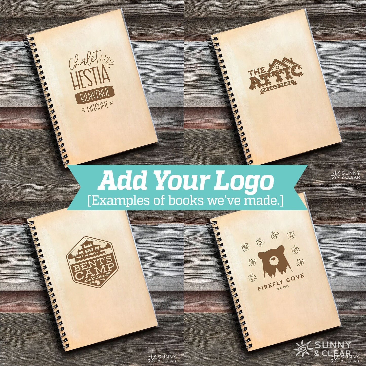 Custom Guestbook Using Your Logo, Personalized Wood Guest Book, AirBNB VRBO