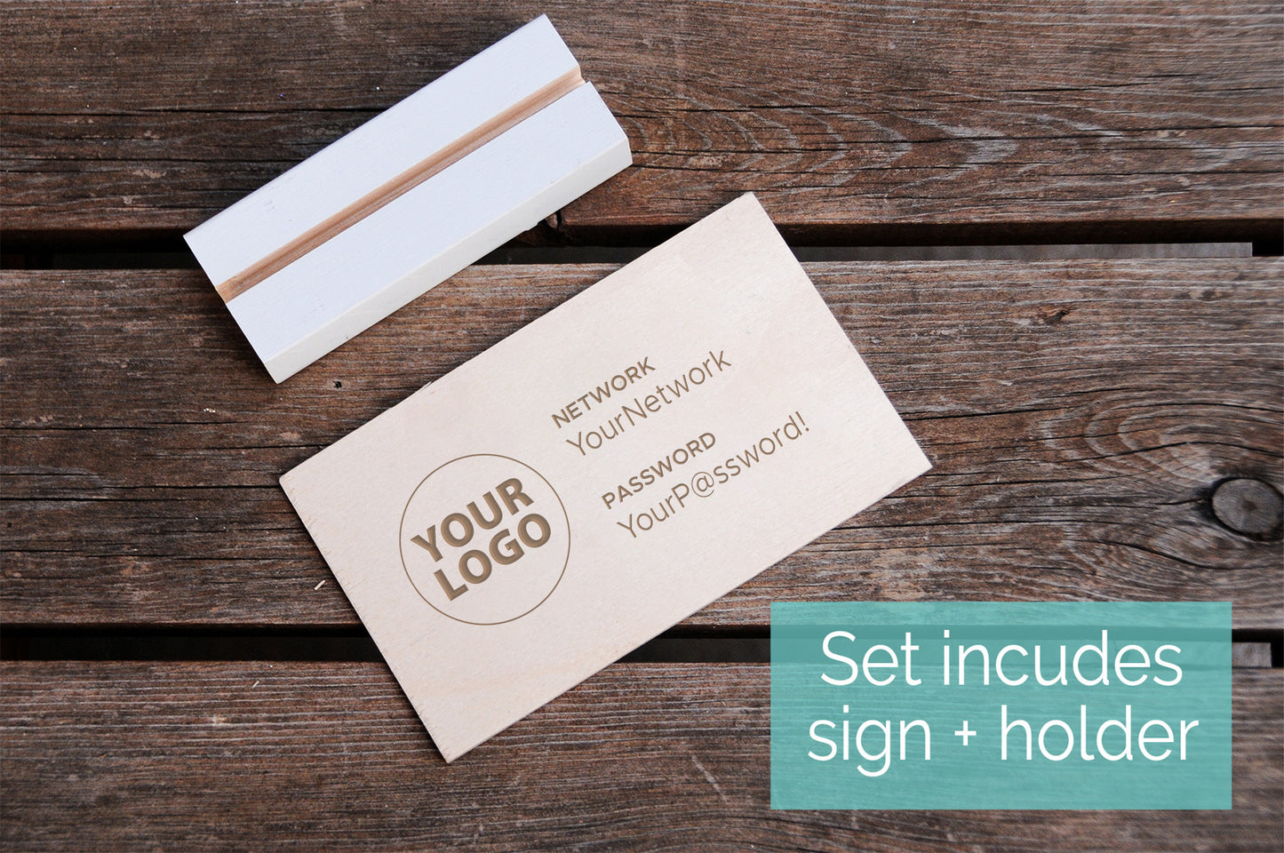 Custom WiFi Password Sign Using Your Logo, Wood