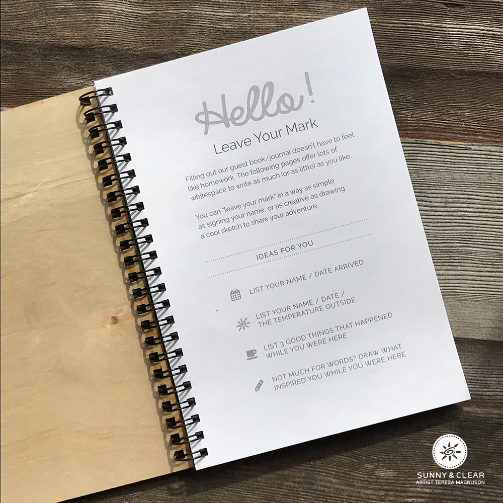 Welcome! Custom AirBNB Guestbook, Retro Boho, Personalized Wood Guest Book