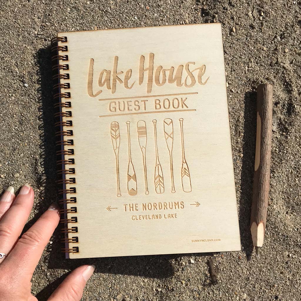 Lake House Guest Book, Oars, Paddles, Personalized