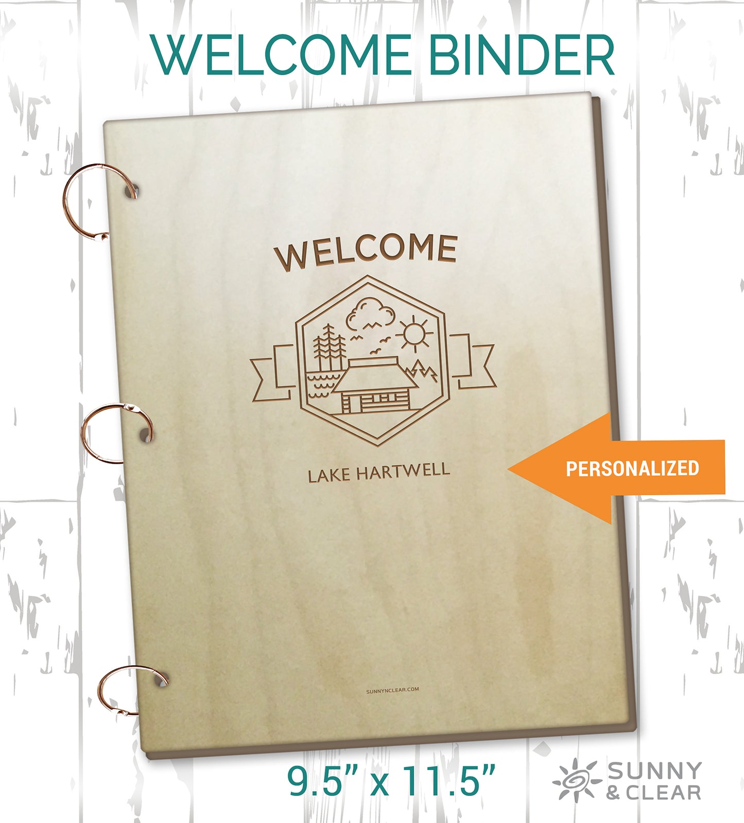 AirBNB Welcome Book Binder, Modern Hexagon, Cabin Personalized Vacation Home Rental Book
