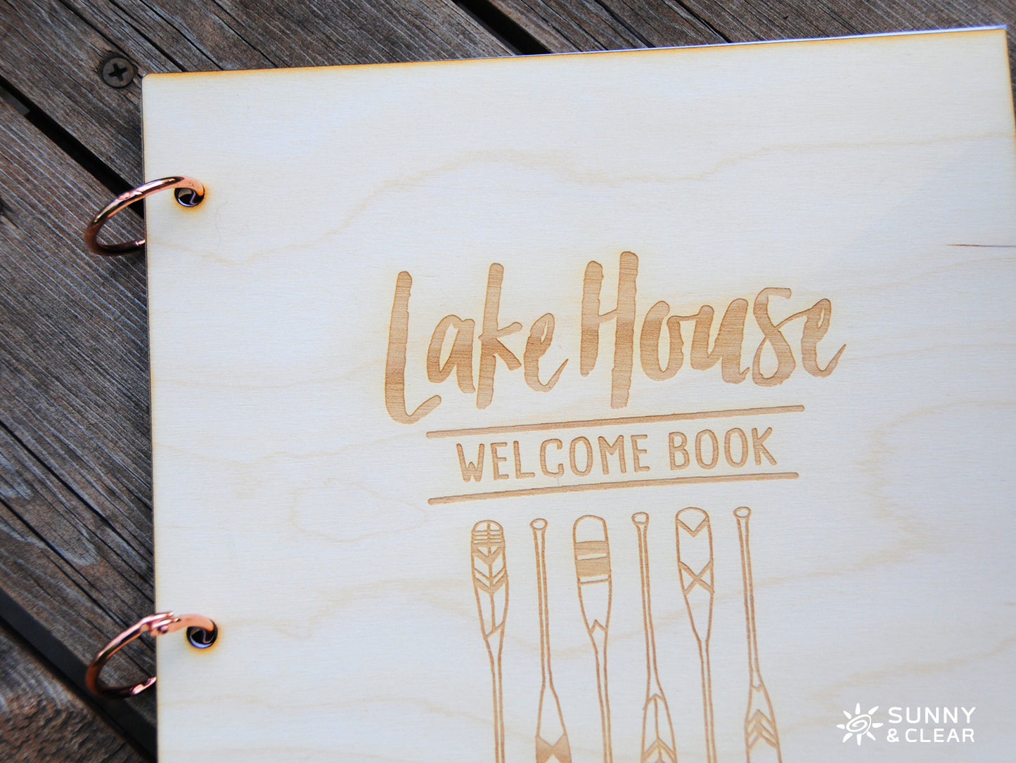 AirBNB Welcome Book Binder, Lake House Oars, Personalized Home Rental Book