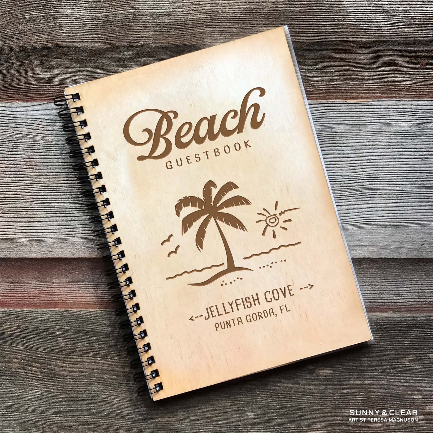 Beach House Guest Book, Palm Tree, Personalized