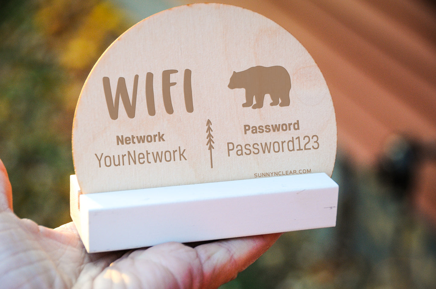 Bear WiFi Password Sign, Wood