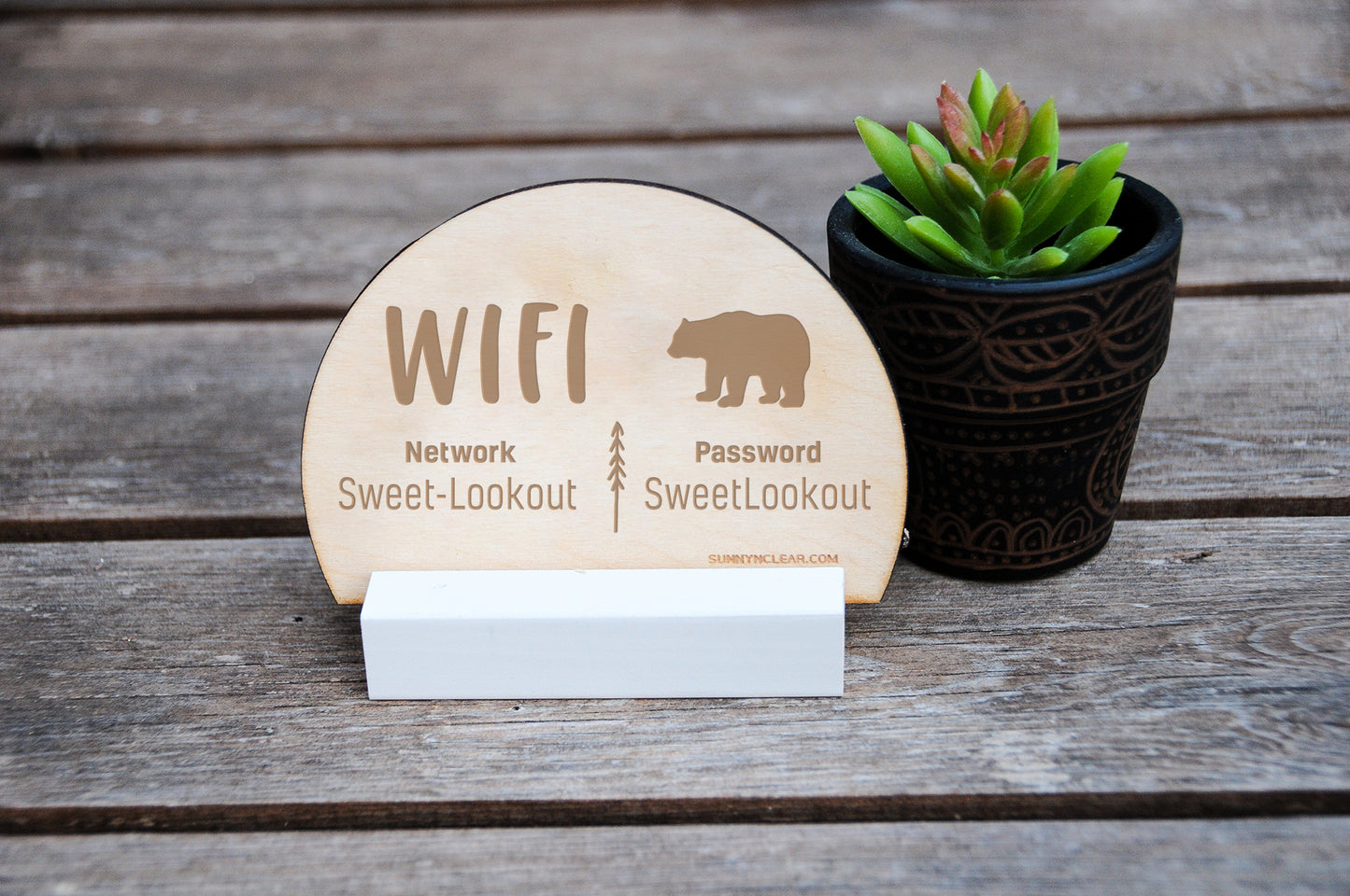 Bear WiFi Password Sign, Wood