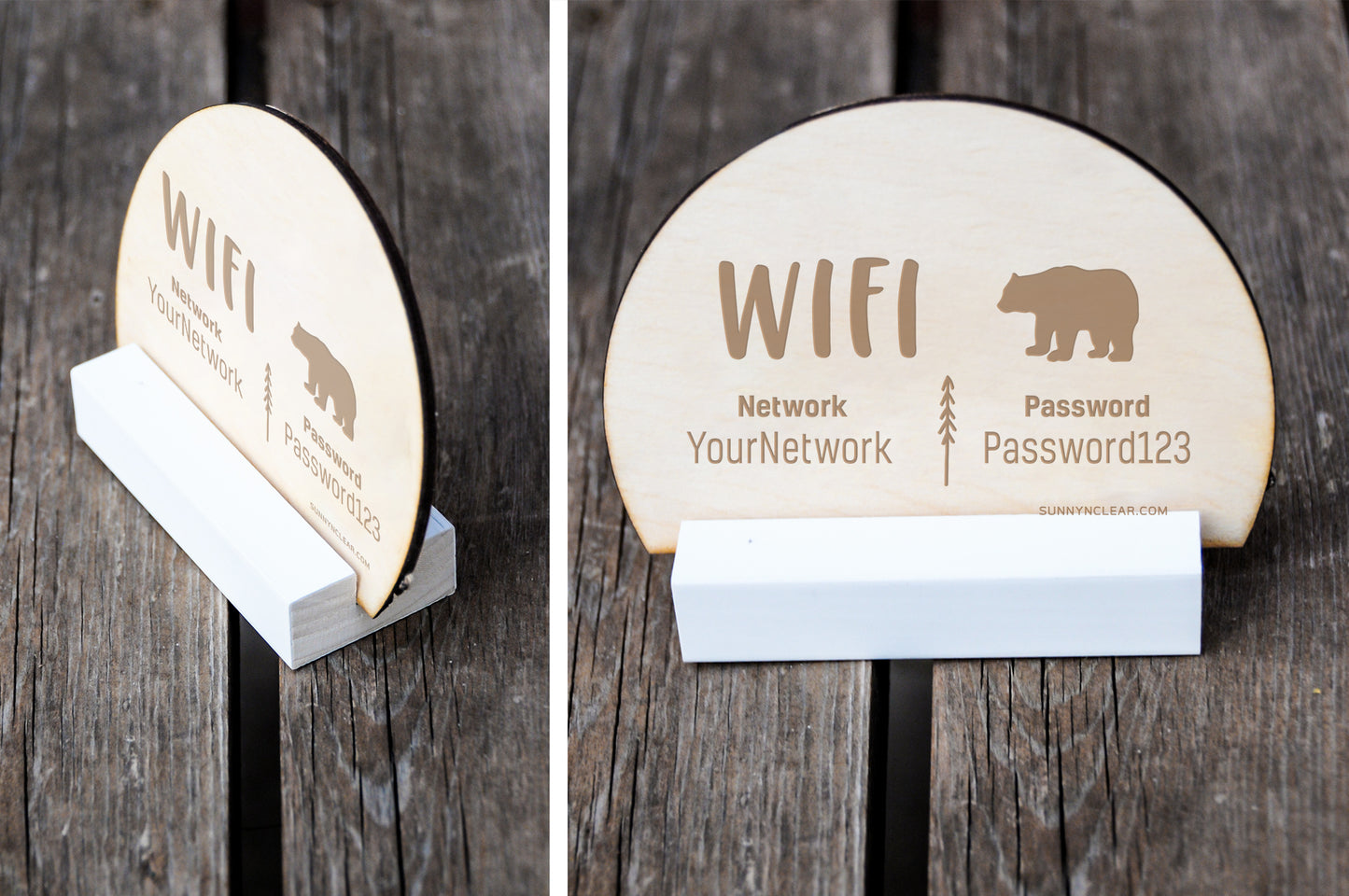Bear WiFi Password Sign, Wood