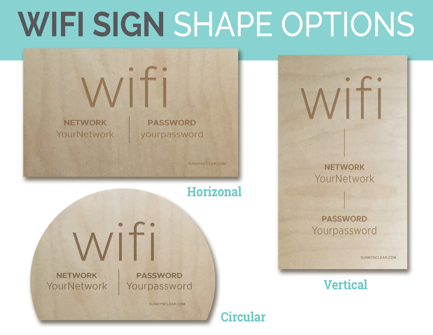 Modern WiFi Password Sign, Wood, Minimal