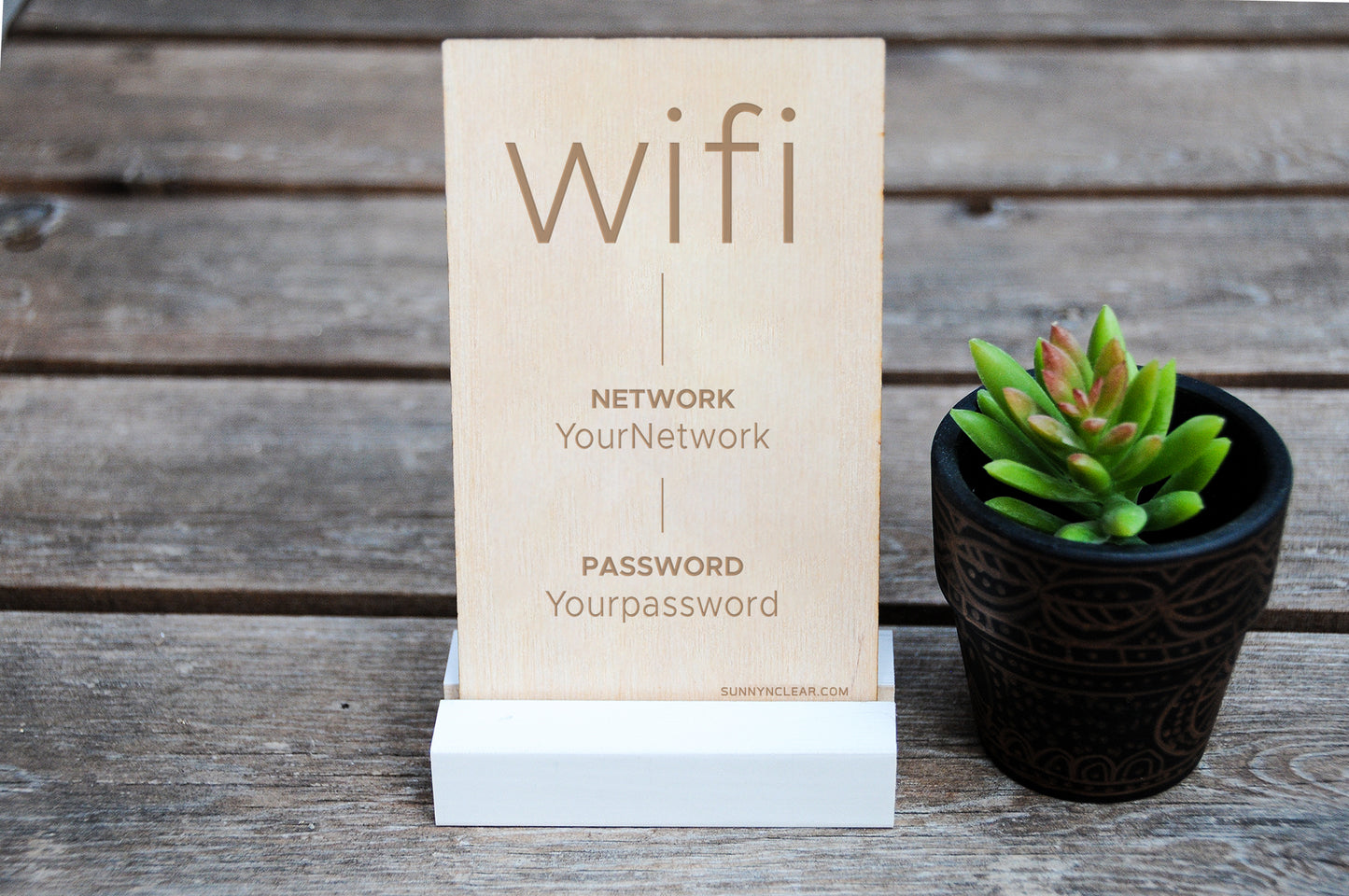 Modern WiFi Password Sign, Wood, Minimal