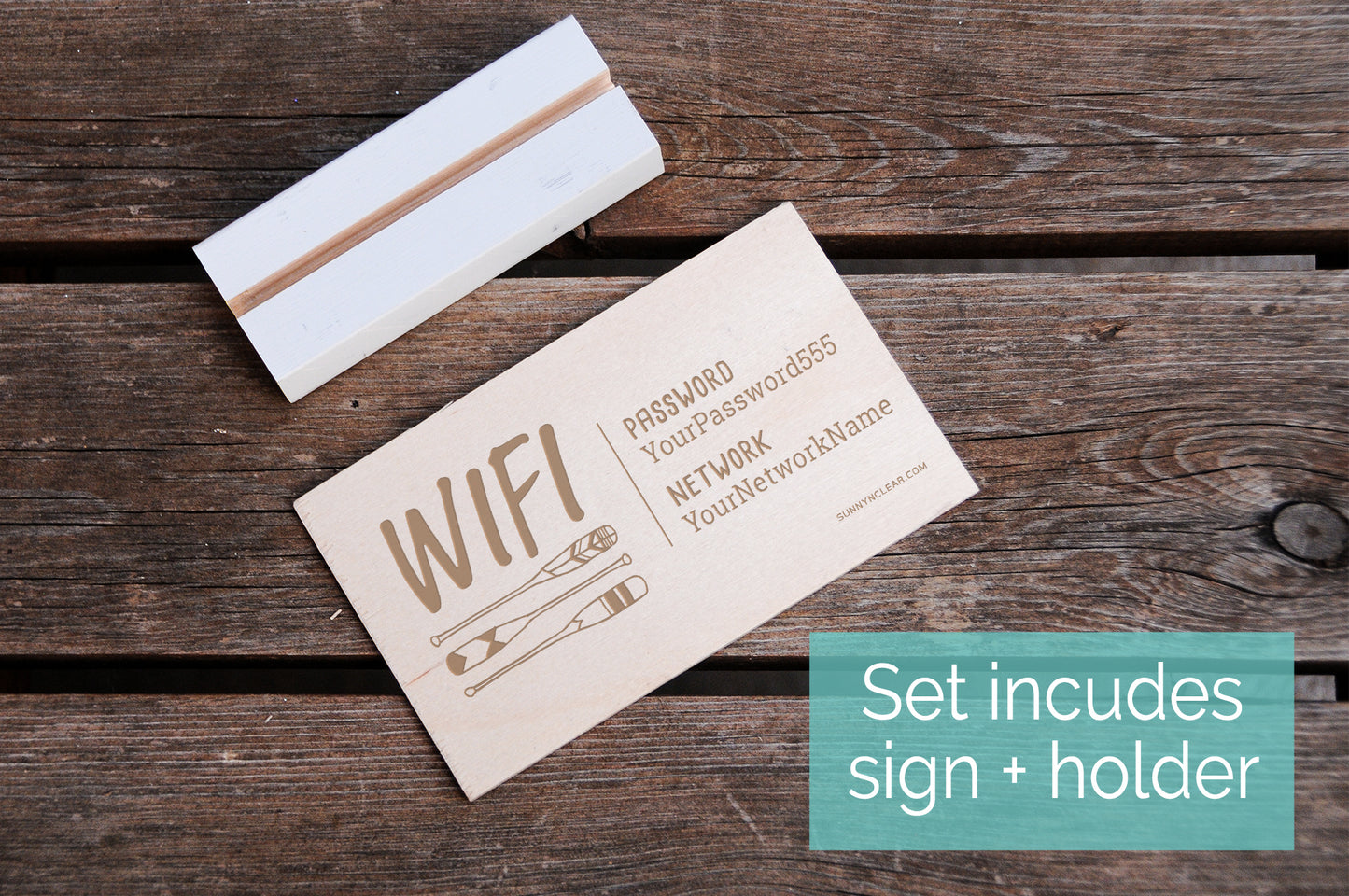 Lake House Oars WiFi Password Sign, Wood
