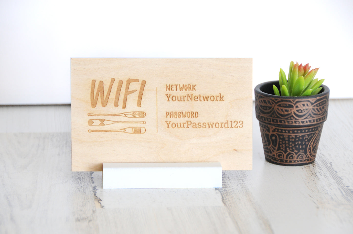 Lake House Oars WiFi Password Sign, Wood