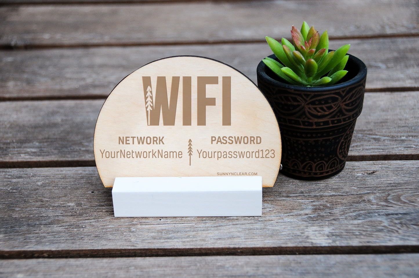 Trees Bold WiFi Password Sign, Wood