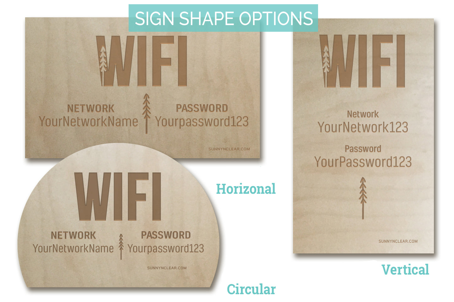 Trees Bold WiFi Password Sign, Wood