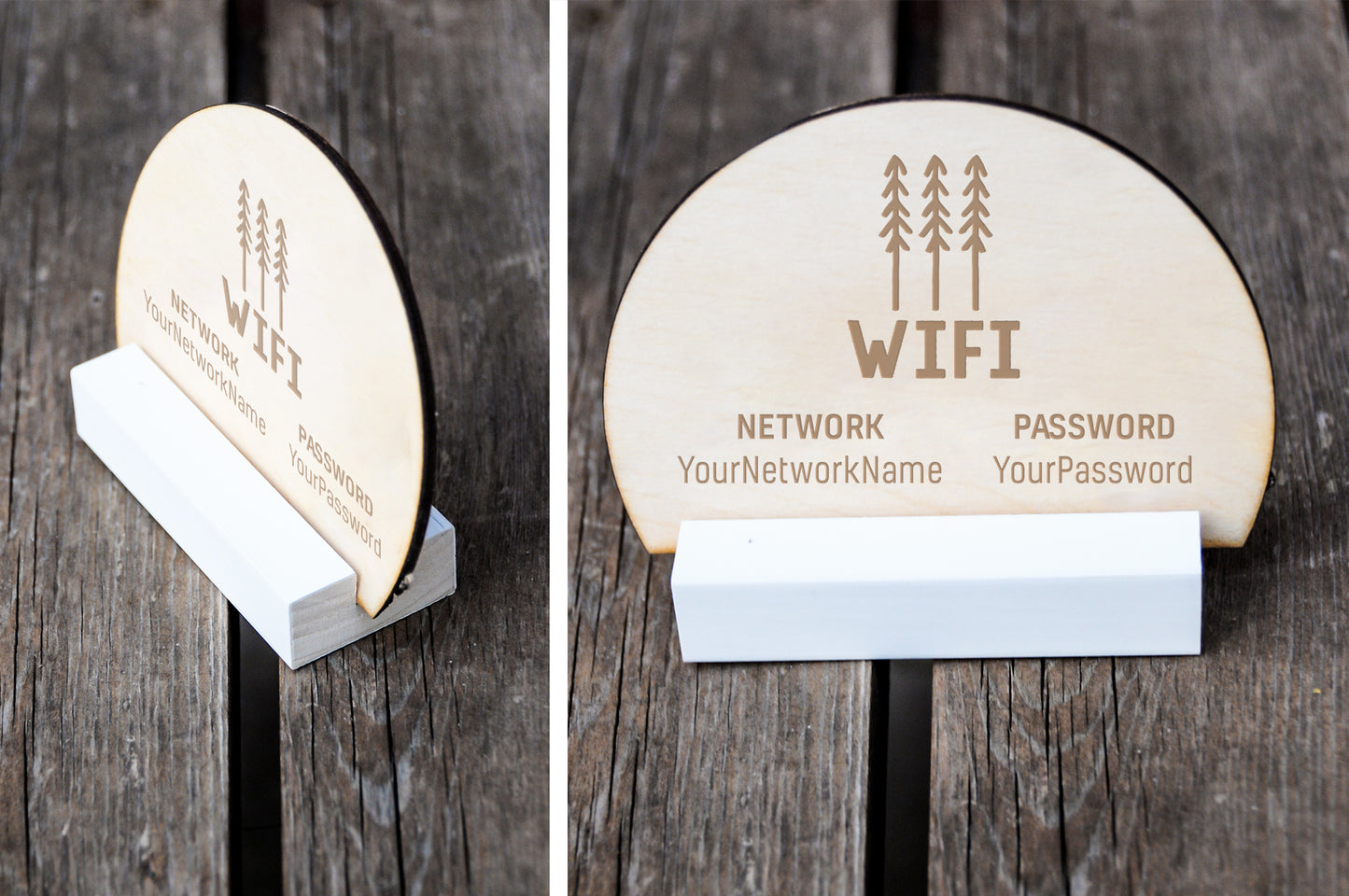 WiFi Password Sign, Trees Modern, Wood