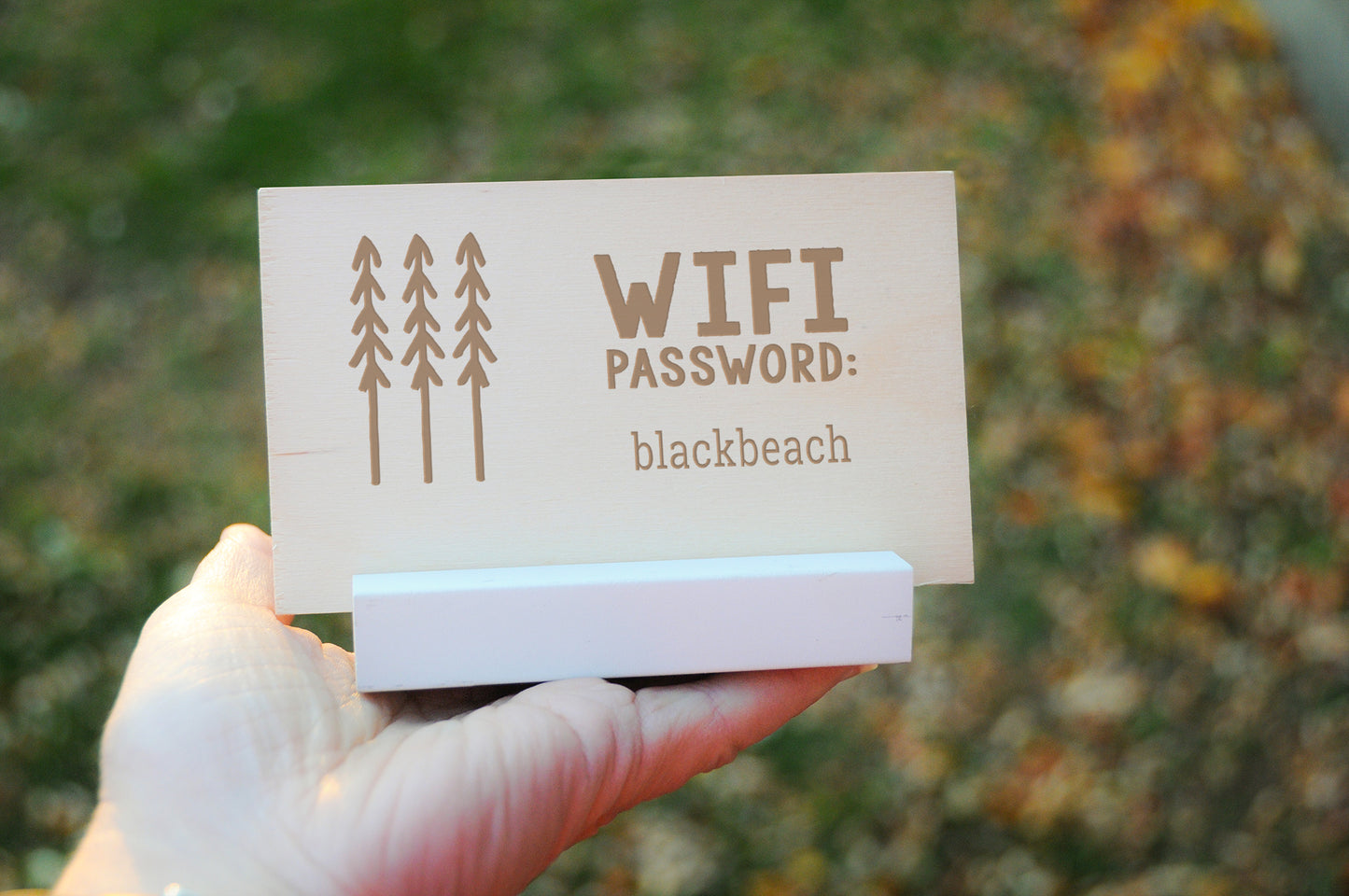 WiFi Password Sign, Trees Modern, Wood
