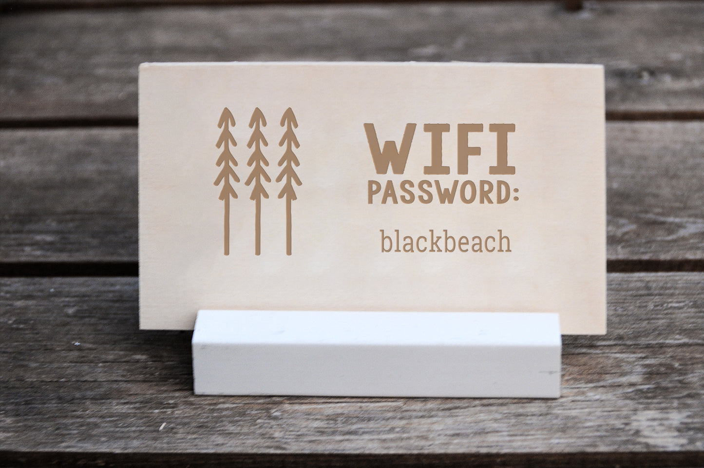 WiFi Password Sign, Trees Modern, Wood