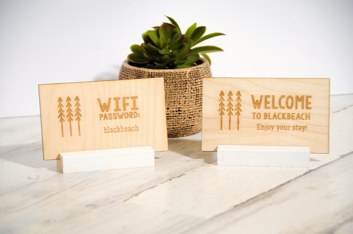 WiFi Password Sign, Trees Modern, Wood