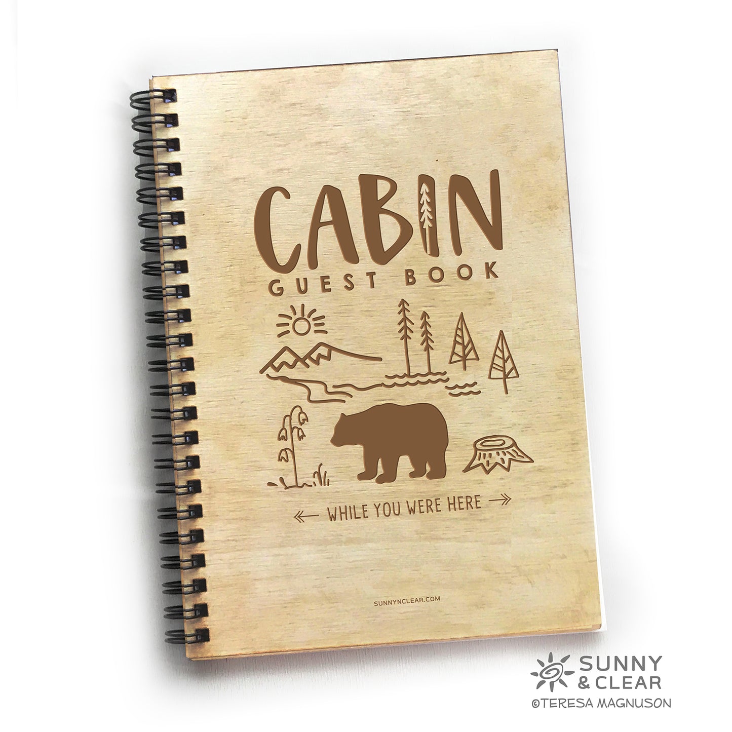 Cabin Guest Book, Bear Smoky Mountains, AirBNB, Laser Engraved, Personalized