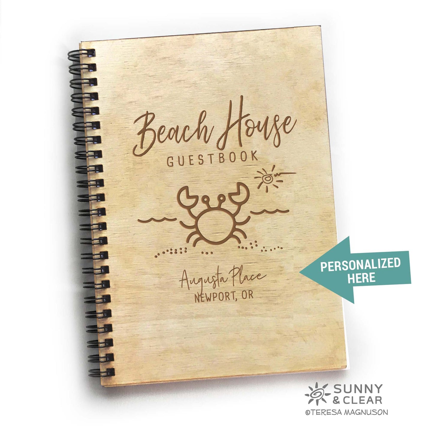Beach House Guest Book, Crab, Coastal, AirBNB, Personalized
