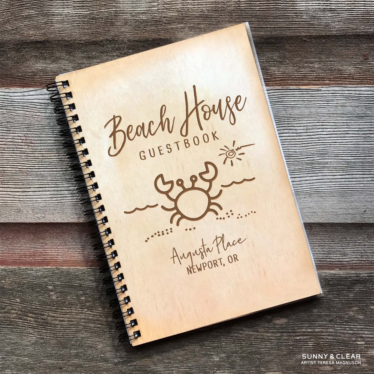 Beach House Guest Book, Crab, Coastal, AirBNB, Personalized