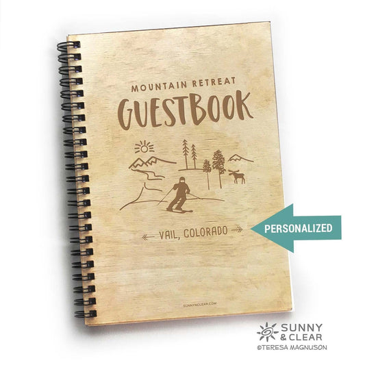 Ski Guest Book, Personalized, AirBNB, Vacation Rental, Down the Mountain