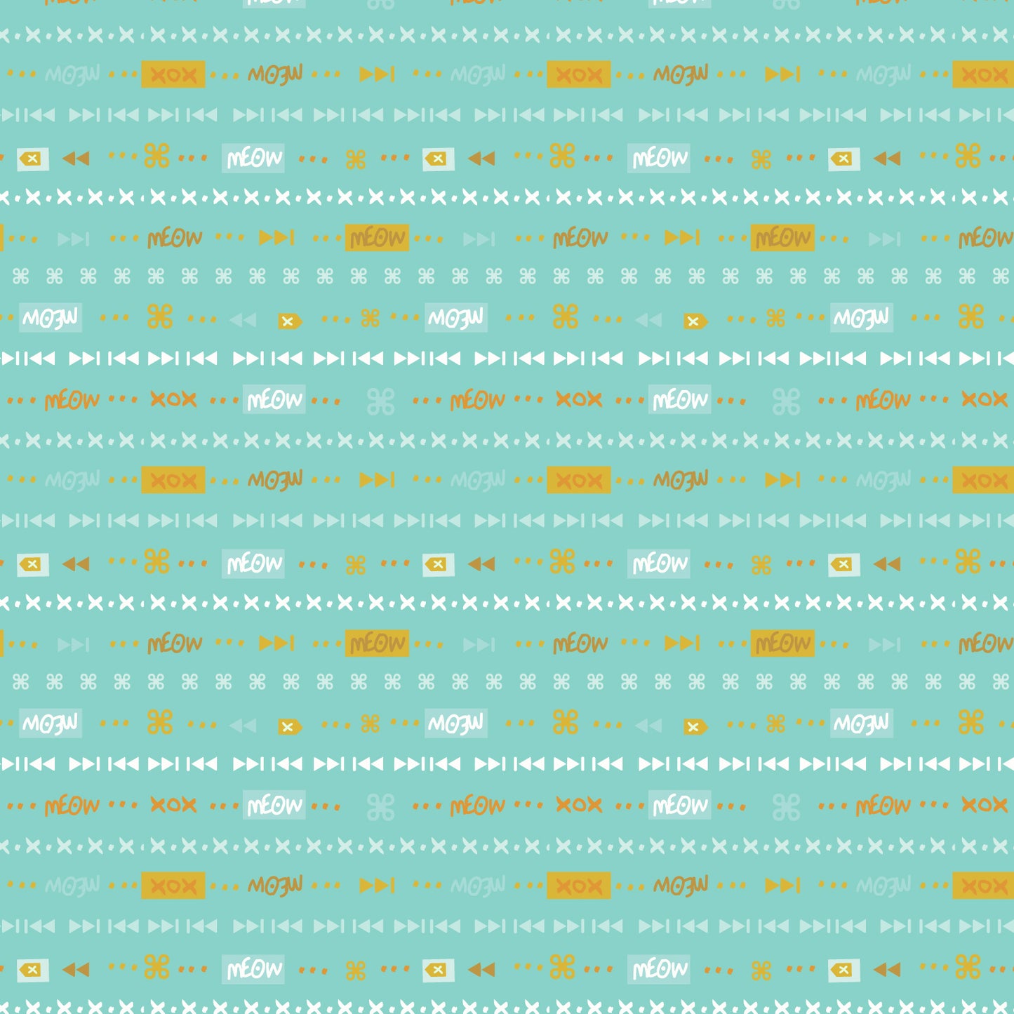 Keyboard Cats, Characters Aqua, fabric by the half-yard
