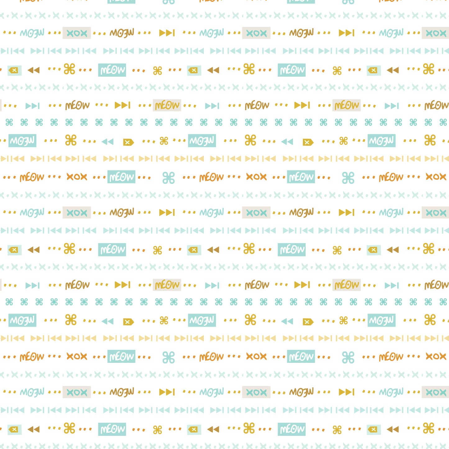 Keyboard Cats, Characters White, fabric by the half-yard