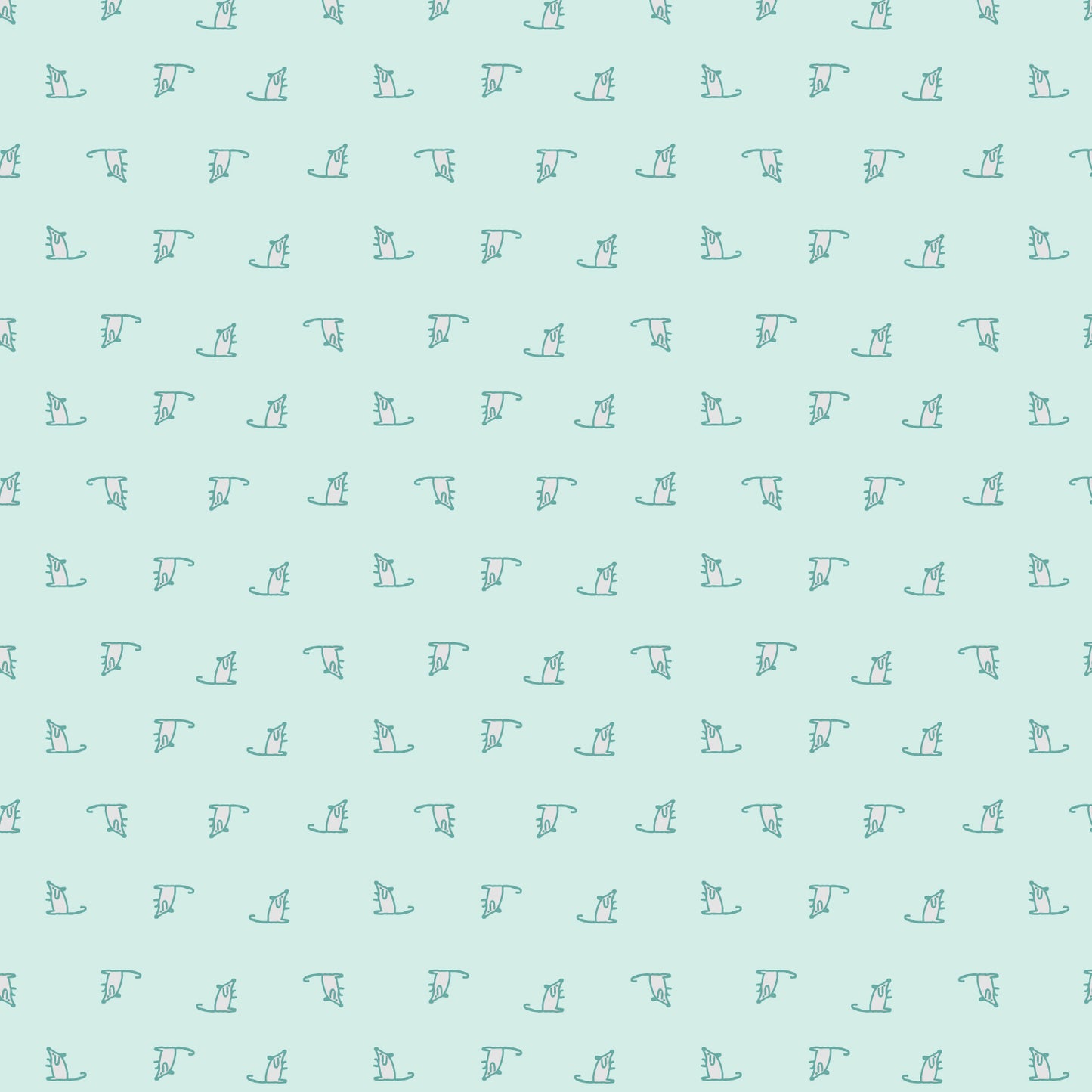 Keyboard Cats, Mini Mice Light Turquoise, fabric by the half-yard