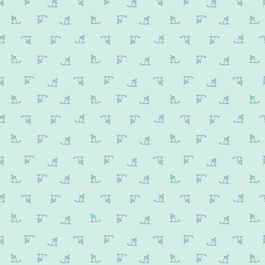 Keyboard Cats, Mini Mice Light Turquoise, fabric by the half-yard