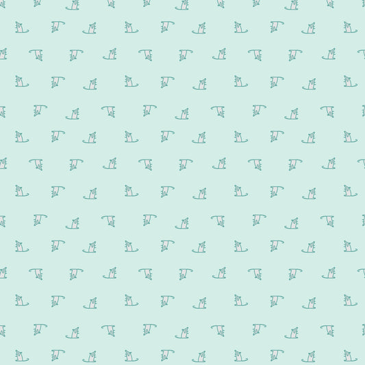 Keyboard Cats, Mini Mice Light Turquoise, fabric by the half-yard