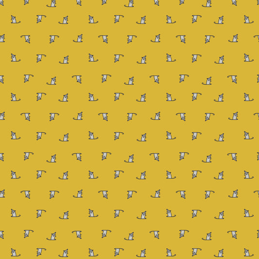 Keyboard Cats, Mini Mice Yellow Gold, fabric by the half-yard