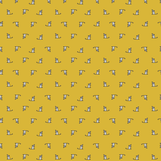 Keyboard Cats, Mini Mice Yellow Gold, fabric by the half-yard