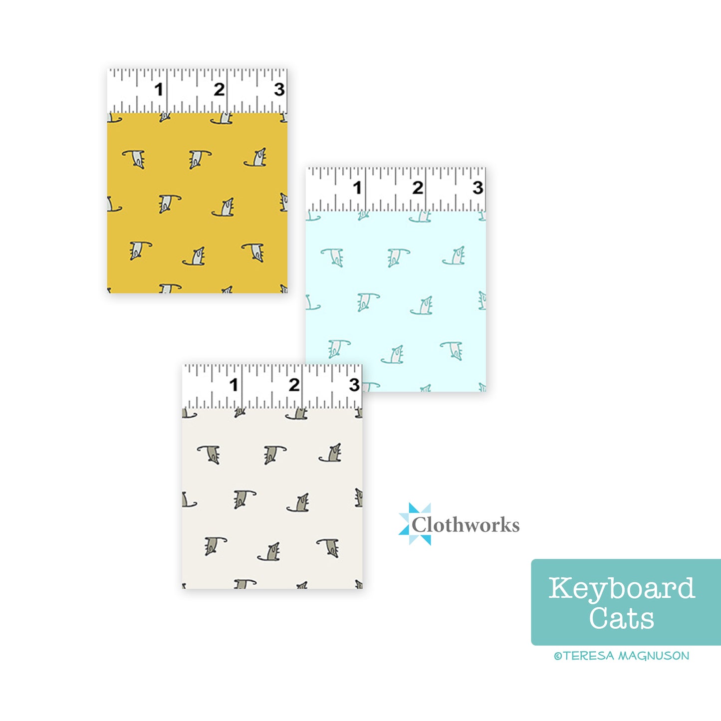 Keyboard Cats, Mini Mice Light Taupe, fabric by the half-yard