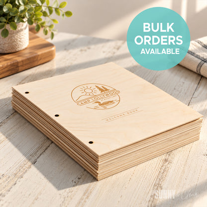 Custom Logo Welcome Book Binder — Engraved Wood Cover