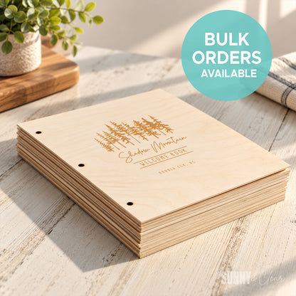 Pine Trees Welcome Book Binder — Personalized Engraved Wood
