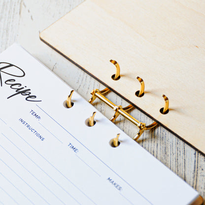 Personalized Wood Recipe Card Binder | 4x6 & 5x7 | Custom Logo