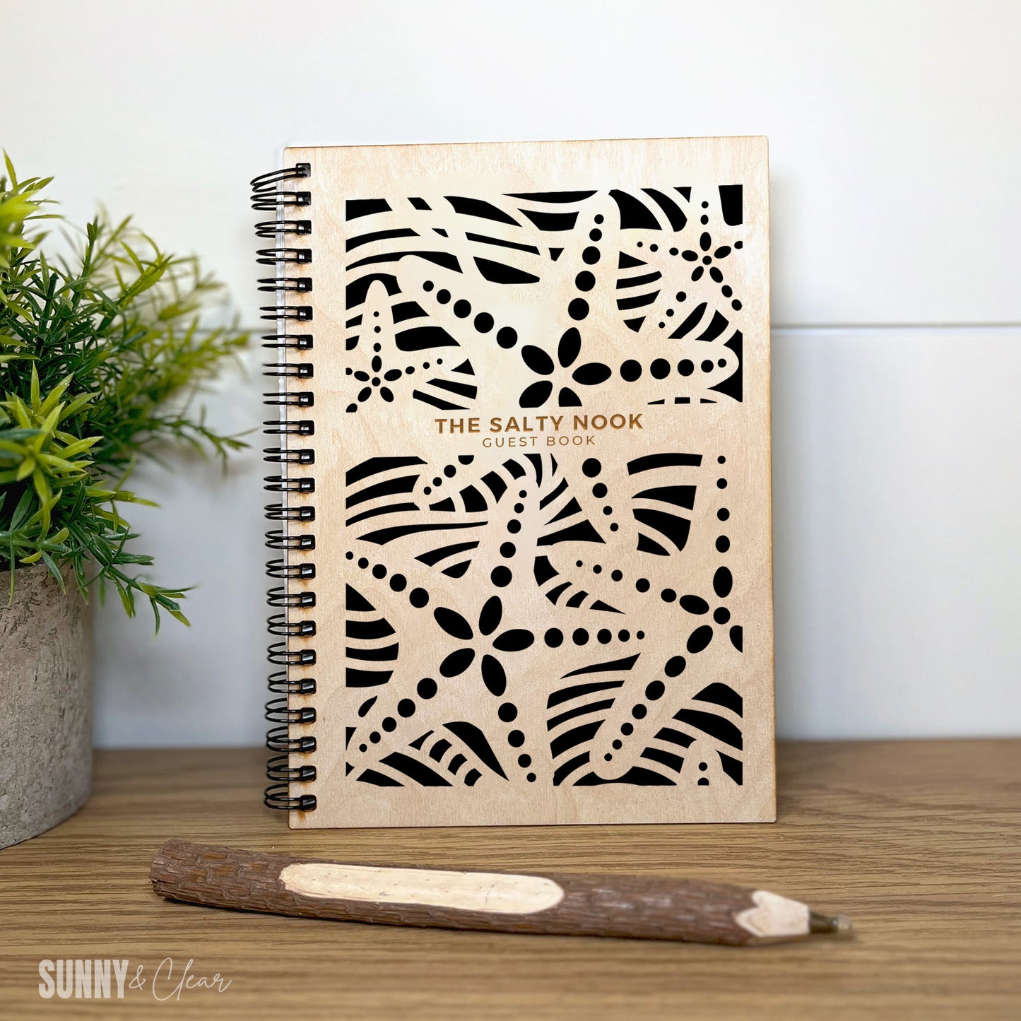 Starfish Beach Guest Book | Wood Cutout Custom Cabin & Airbnb Guestbook