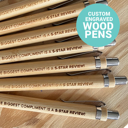 custom engraved bamboo wood pen for guest books