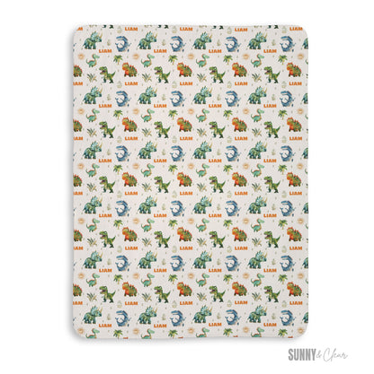 Personalized Dinosaur Name Blanket: Custom Sherpa Fleece Nursery Decor Gift for Boy