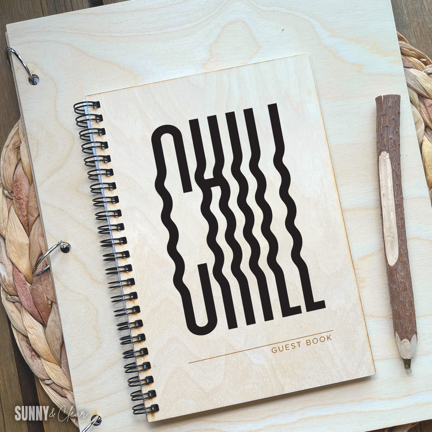 Chill Word Art Guest Book | Wood Cutout Typography Cabin & Airbnb Guestbook