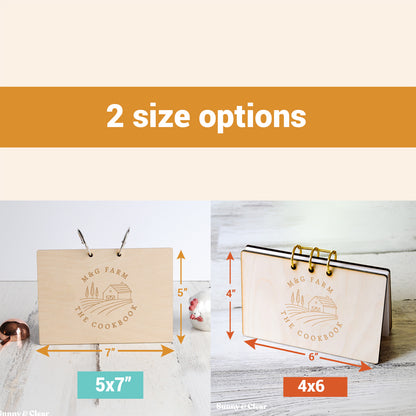 Personalized Wood Recipe Card Binder | 4x6 & 5x7 | Custom Logo